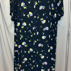 Lane Bryant Black Floral Midi Dress